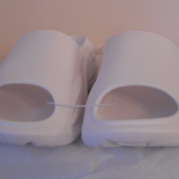Men's Eva White Chunky Open Toe Slides w/Black Trim-Size 6.5-7-GSLMOLN-NEW - Picture 2 of 6